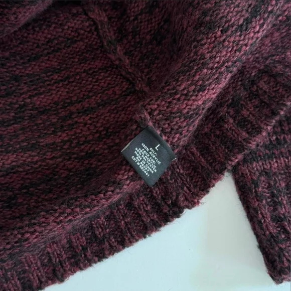 BCBGMaxAzria Burgundy and Black Faux Fur Cardigan